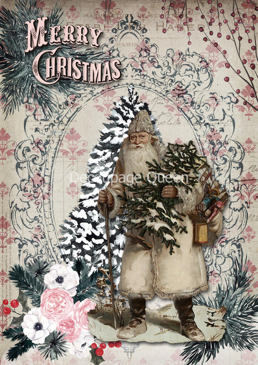 Pink Christmas Rice Paper A3 (11.7 X 16.5 INCHES)
