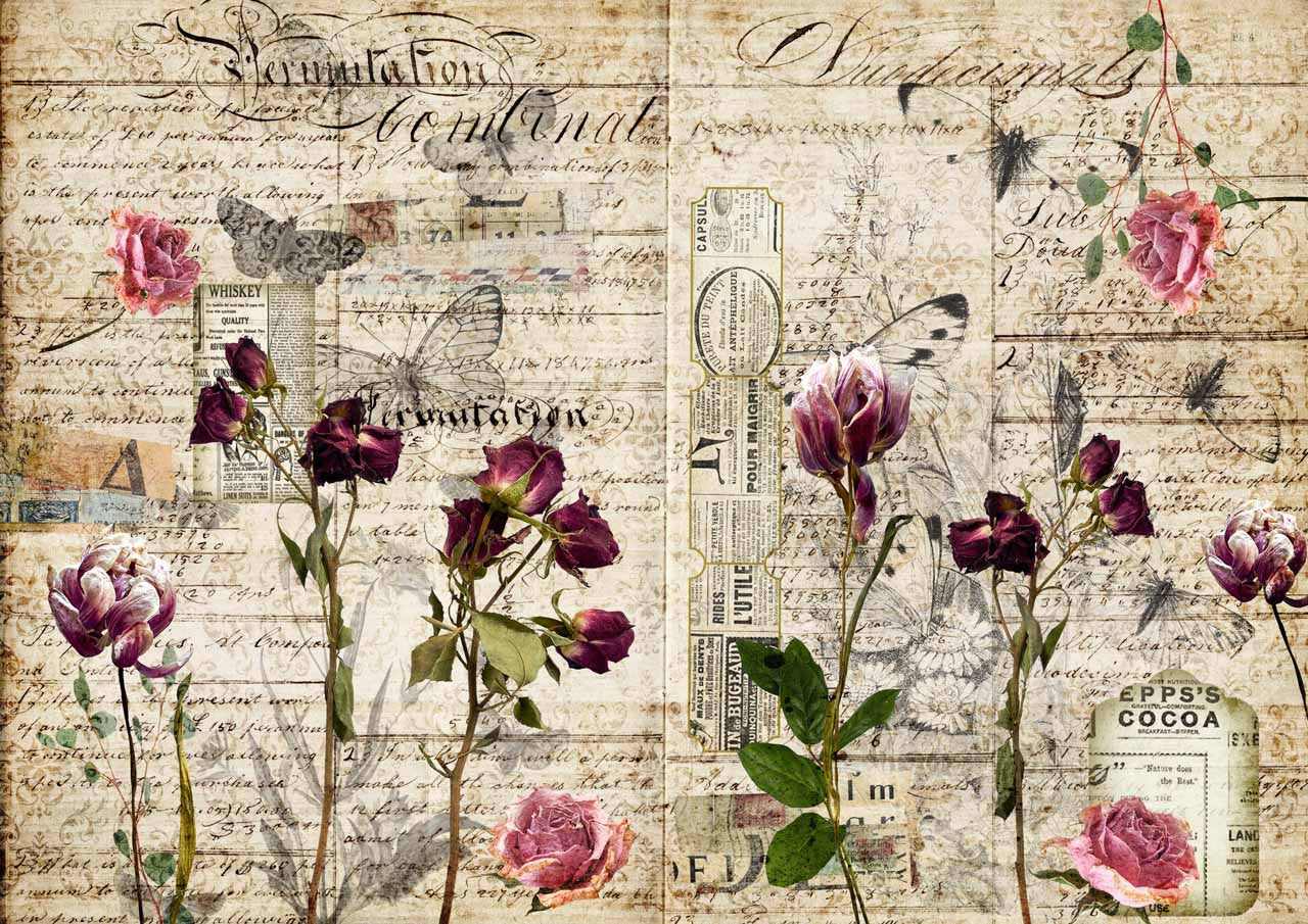 Decoupage Queen, PRESSED FLOWERS Rice Paper A4 (8.3 X 11.7 INCHES)