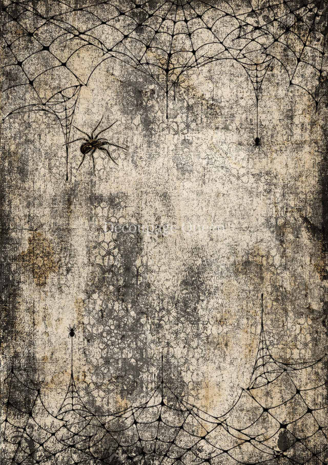 Decoupage Queen, Webs and Spiders Rice Paper A3 (11.7 X 16.5 INCHES)