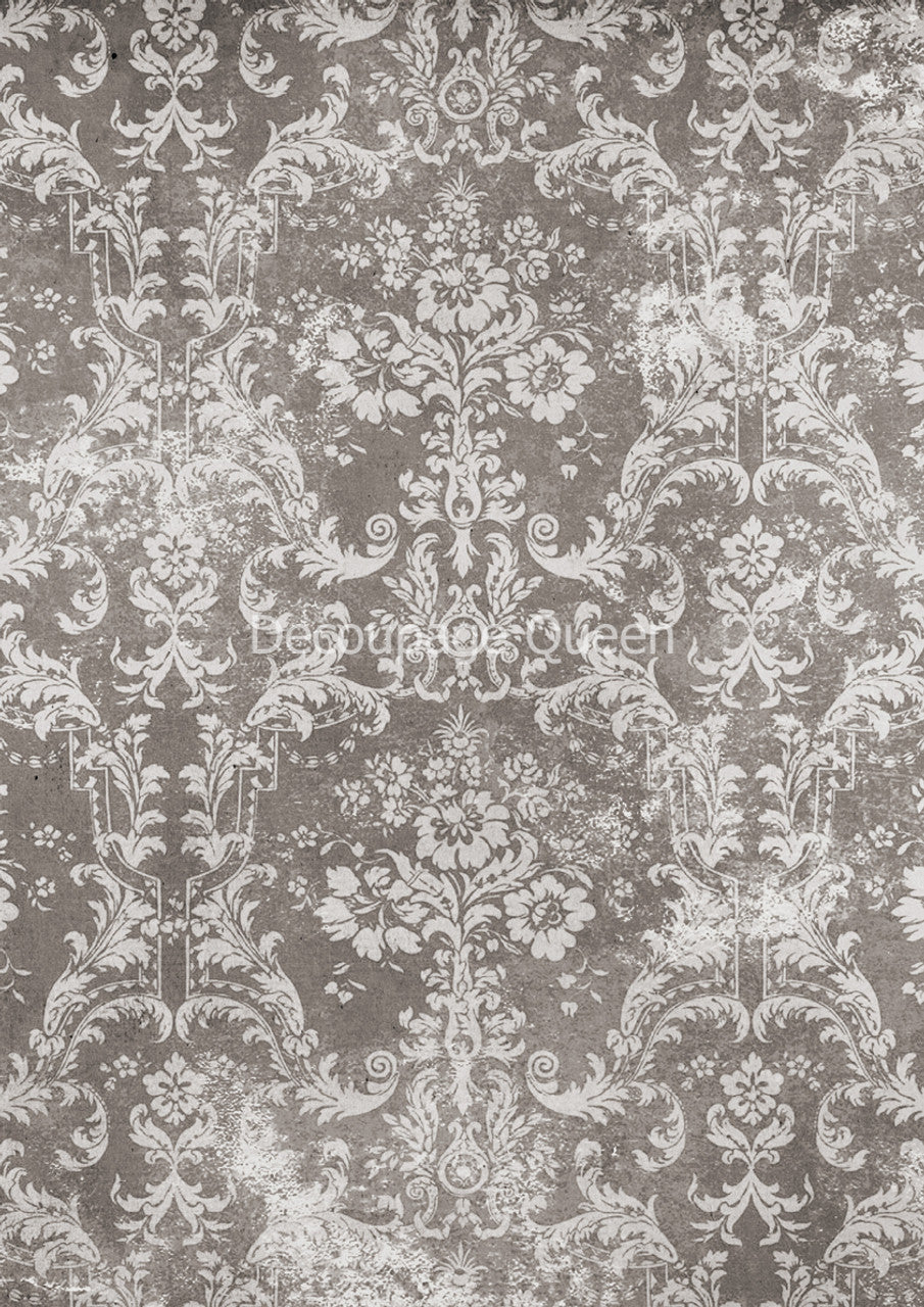 Decoupage Queen, Winter Damask Rice Paper A4 (8.3 X 11.7 INCHES)
