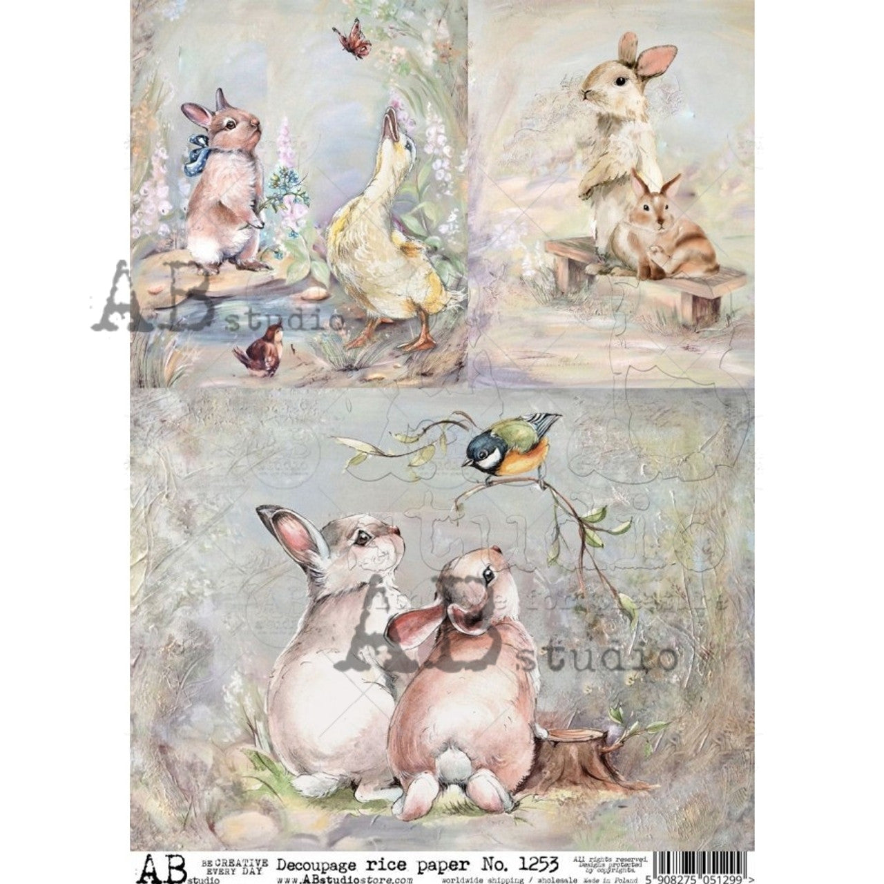 AB Studios Rice Paper 3 Pack Easter Scenes A4 (8.3 X11.7 INCHES )