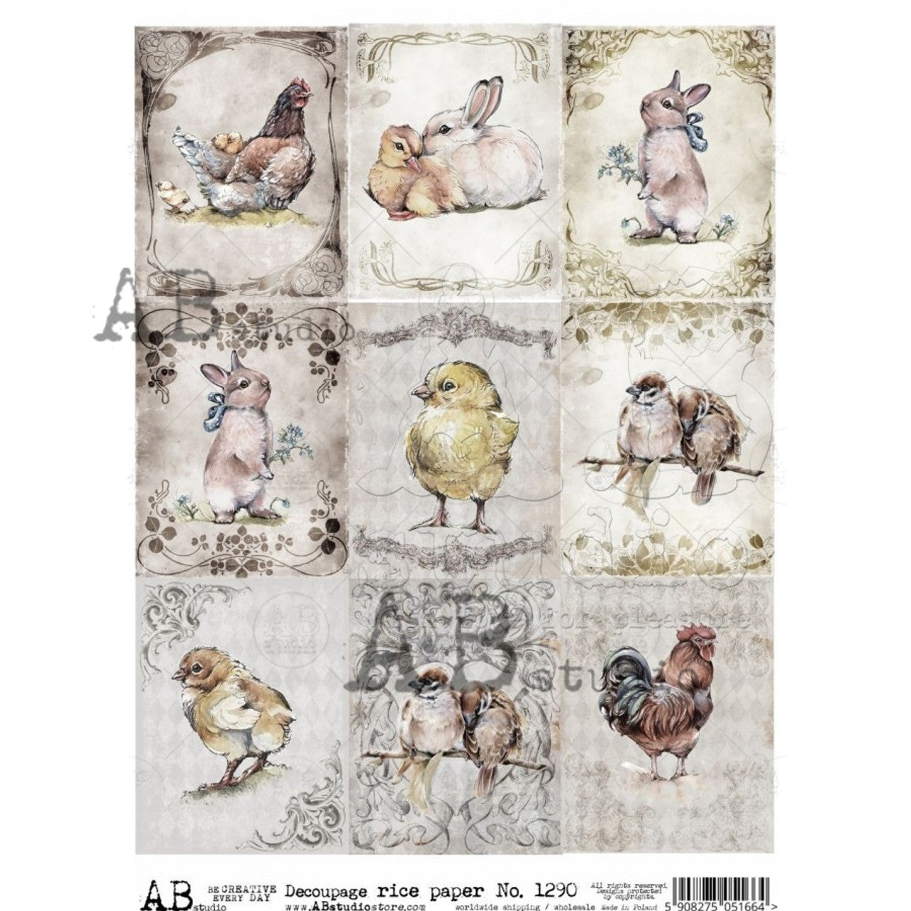 AB Studios Rice Paper 9 Easter Mini Singles A4 (8.3 X11.7 INCHES )
