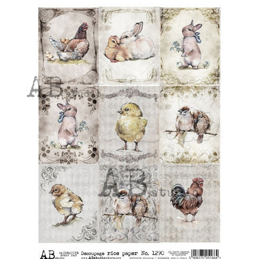 AB Studios Rice Paper 9 Easter Mini Singles A4 (8.3 X11.7 INCHES )