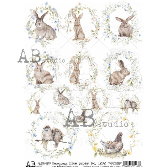 AB Studios Rice Paper Mini Easter Watercolor Rounds A4 (8.3 X11.7 INCHES )