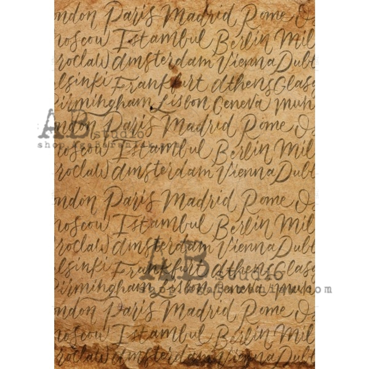 AB Studios Rice Paper Travel words A4 (8.3 X11.7 INCHES )
