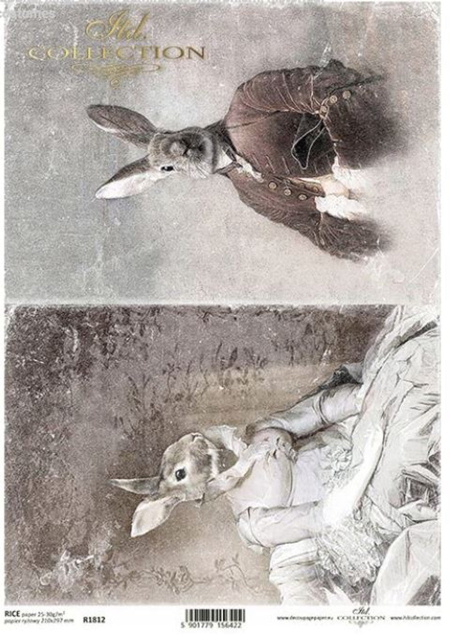 ITD COLLECTION Bunny portraits IV RICE PAPER A4 (8.3 X 11.7 INCHES)