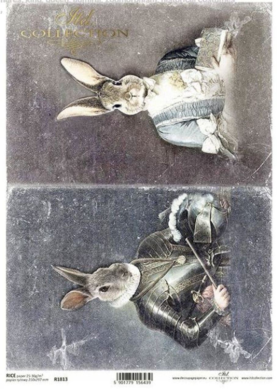 ITD COLLECTION Bunny portraits RICE PAPER A4 (8.3 X 11.7 INCHES)