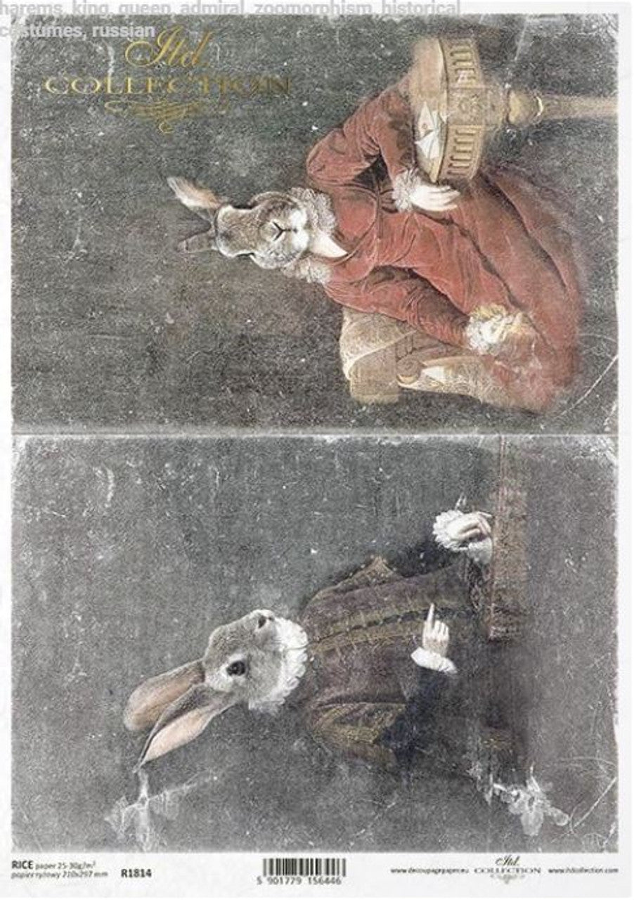 ITD COLLECTION Bunny portraits II RICE PAPER A4 (8.3 X 11.7 INCHES)