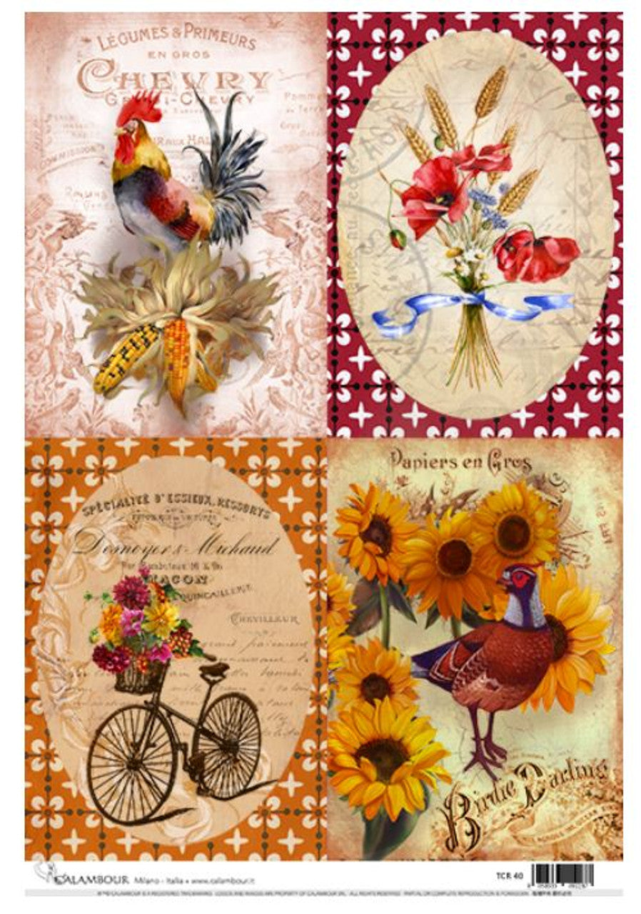 Calambour French Country Rice Paper A3 ( 12.5 X 18 INCHES)