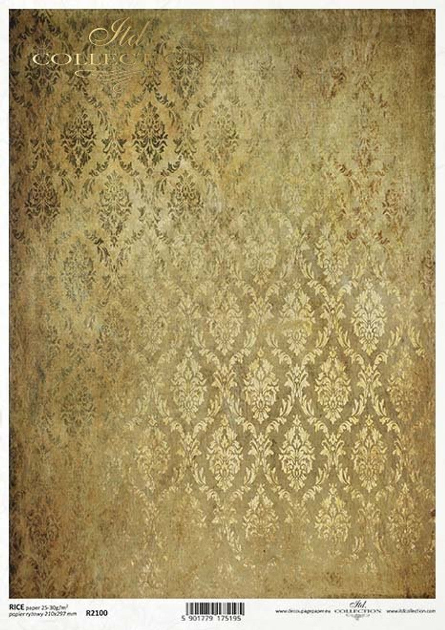 ITD COLLECTION Gold Brocade RICE PAPER A4 (8.3 X 11.7 INCHES)