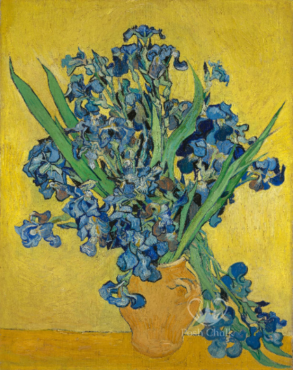 Posh Chalk Deluxe Decoupage Paper Irises in Gold A3 (11.7 X 16.5 INCHES)