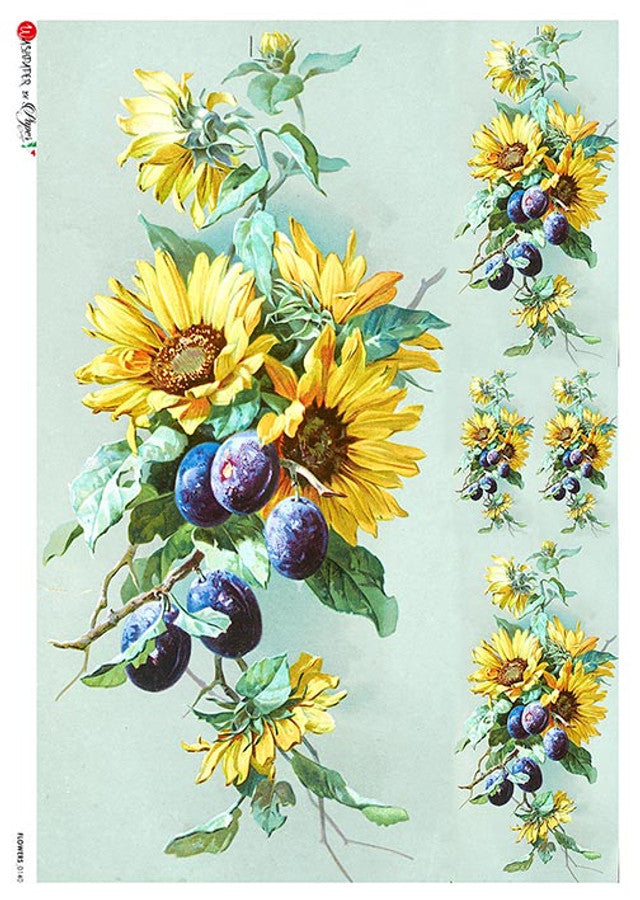 Paper Designs Flowers  RICE PAPER 0140 A4 (8.3 X 11.7 INCHES)