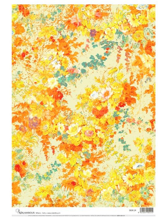 Calambour Sunny Florals Ornament Rice Paper A3 ( 12.5 X 18 INCHES)
