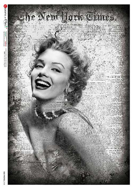 Paper Designs OLD photos 0108 RICE PAPER  marilyn monroeA4 (8.3 X 11.7 INCHES)