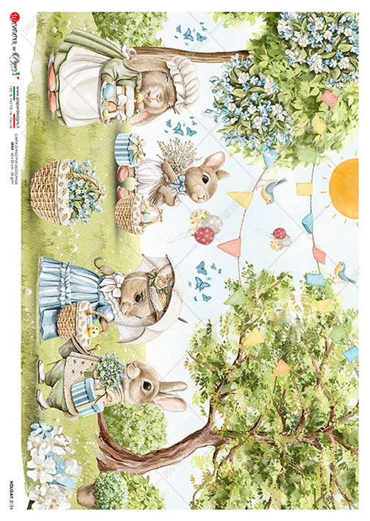 Paper Designs Holiday 0124 Easter Picnic Rice paper A4 (8.3 X 11.7 INCHES)