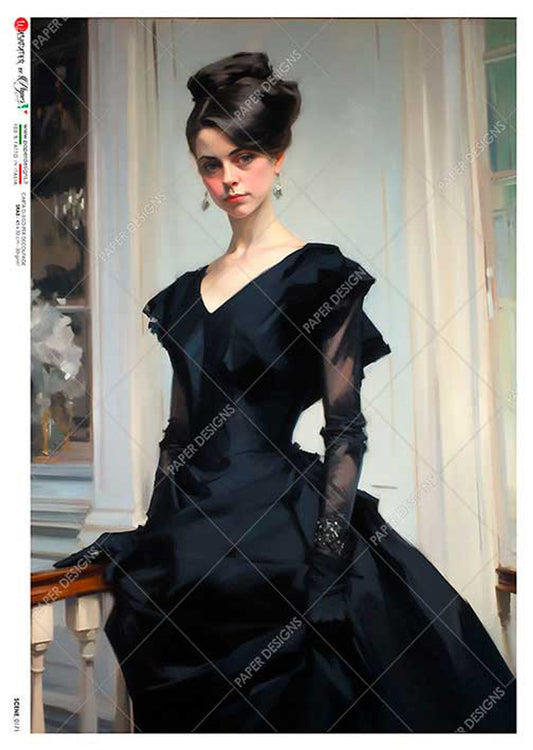 Paper Designs Dramatic Woman in Black Dress Scene 0171 A4 (8.3 X 11.7 INCHES)