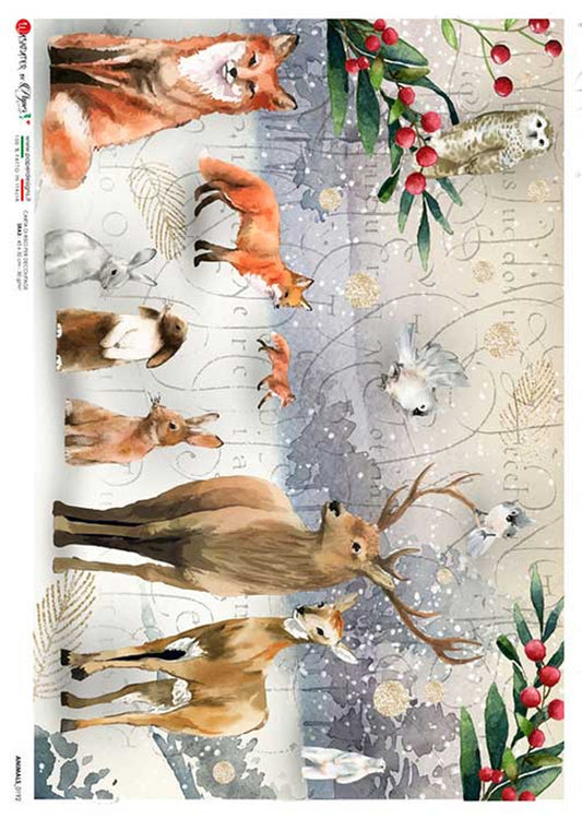 Paper Designs  WINTER FOREST FRIENDS ANIMALS 0192 A4 (8.3 X 11.7 INCHES)