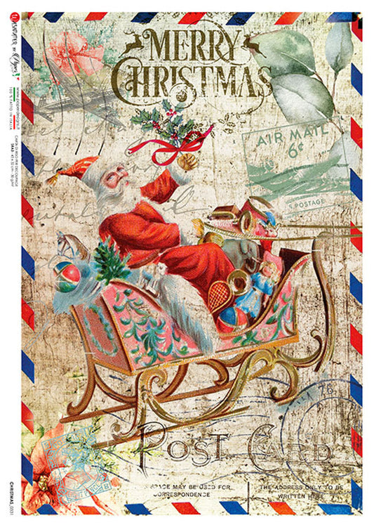 Paper Designs Christmas RICE PAPER 0331 A4 (8.3 X 11.7 INCHES)