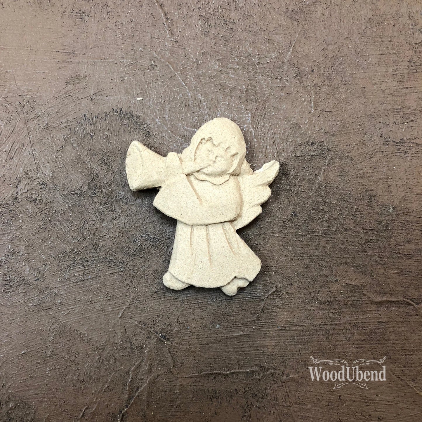 Woodubend 5 x 4.4 cm, Decorative Angel  Applique , SKU 0413 bendable when heated              WUB0413       bendable when heated