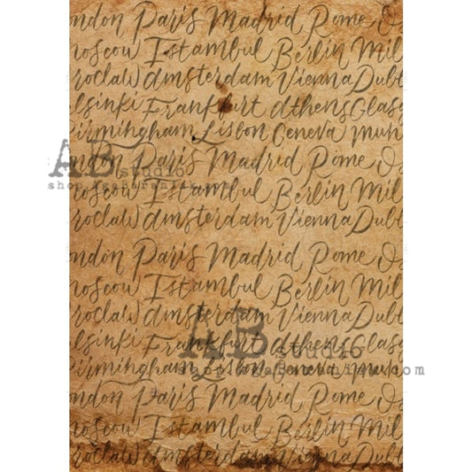 AB Studios Rice Paper Travel Words A4 0473