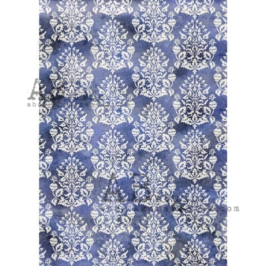 AB Studios Rice Paper  INDIGO DAMASK A4  0500