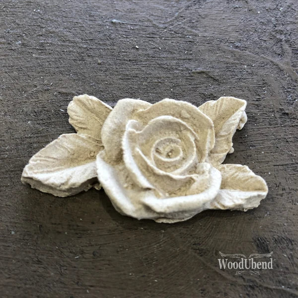 woodubend  flower 5 x3cm  Decorative Flower with leaves Applique, SKU 0529 bendable when heated
