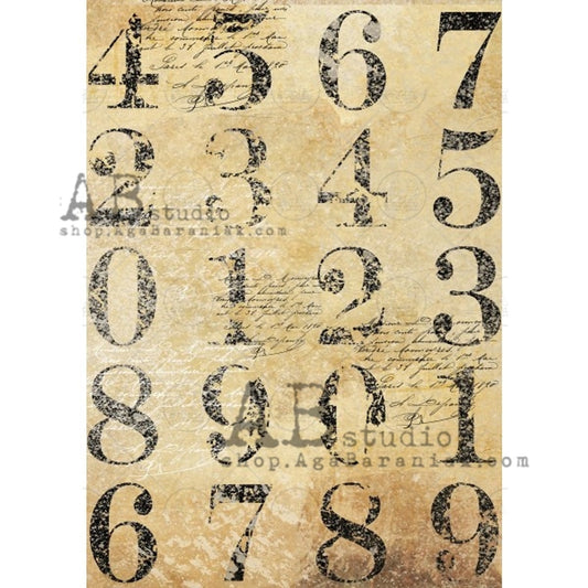 AB Studios Rice Paper Block Numbers A4 0631