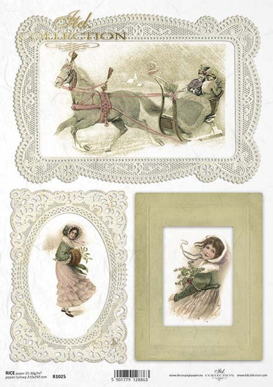 ITD COLLECTION  Collection Caroling in winter Rice Paper A4 (8.3 X 11.7 INCHES)