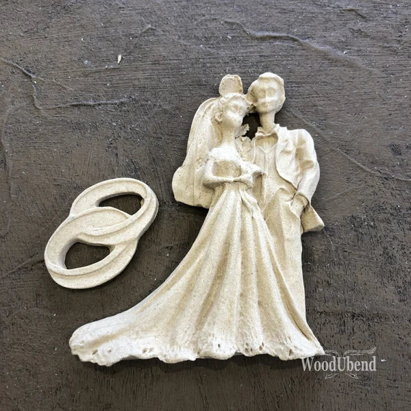 woodubend bendable when heated 7 x 5.8cm , Decorative Bride & Groom Applique, SKU 1175