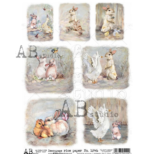 AB Studios Rice Paper  7 PACK WATERCOLOR EASTER SCENES A4  1246