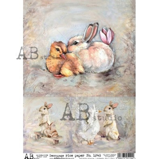 AB Studios Rice Paper  3 PACK WATERCOLOR EASTER SCENES A4  1248