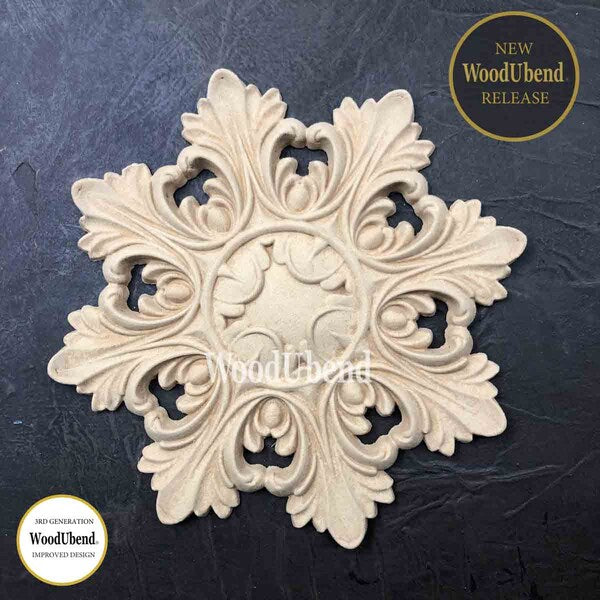 Woodubend  centerpiece WUB 1323.18 , furniture molding 18 X18 cm. bendable when heated
