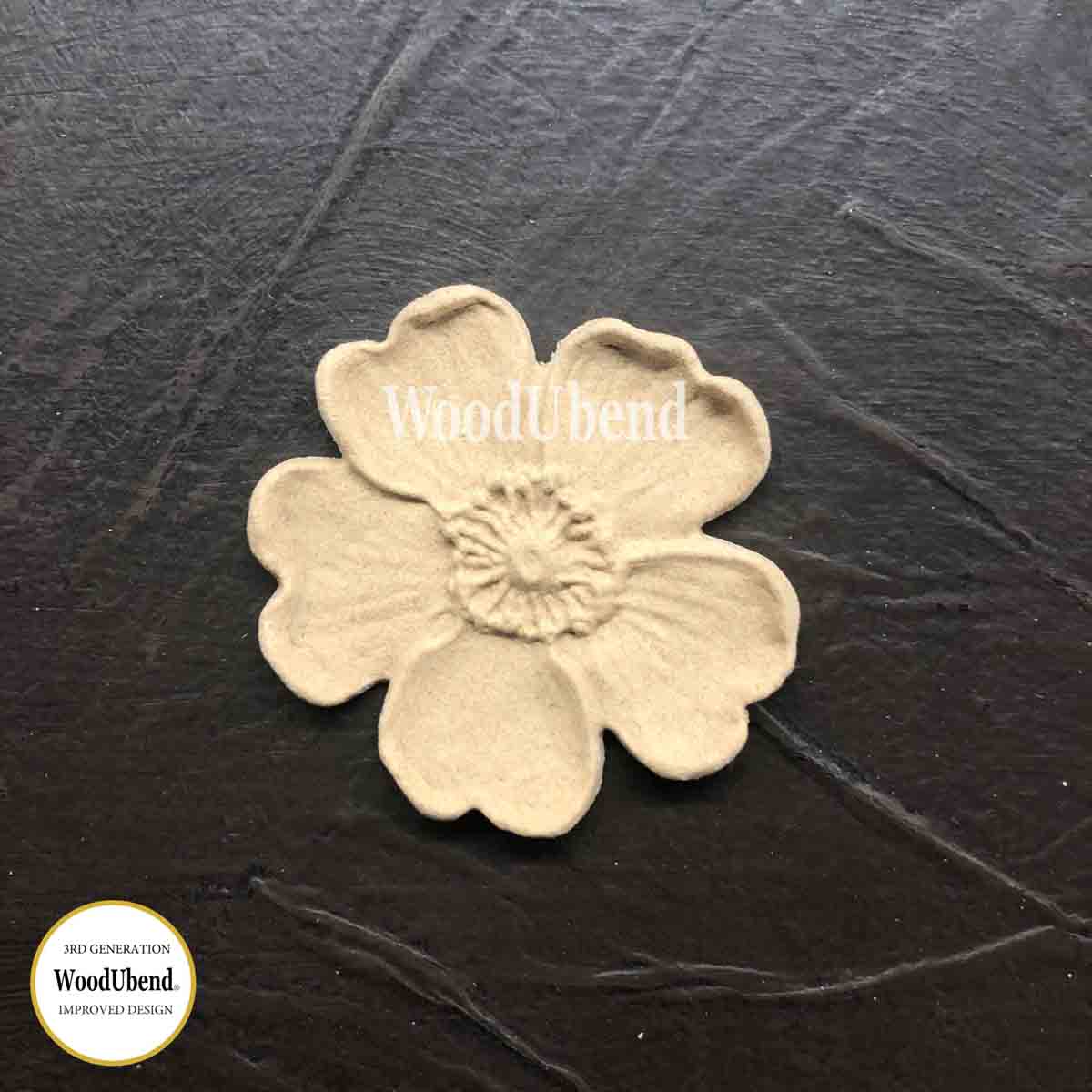 woodubend 5cm Diameter, Flower, Decorative  SKU 1479 bendable when heated
