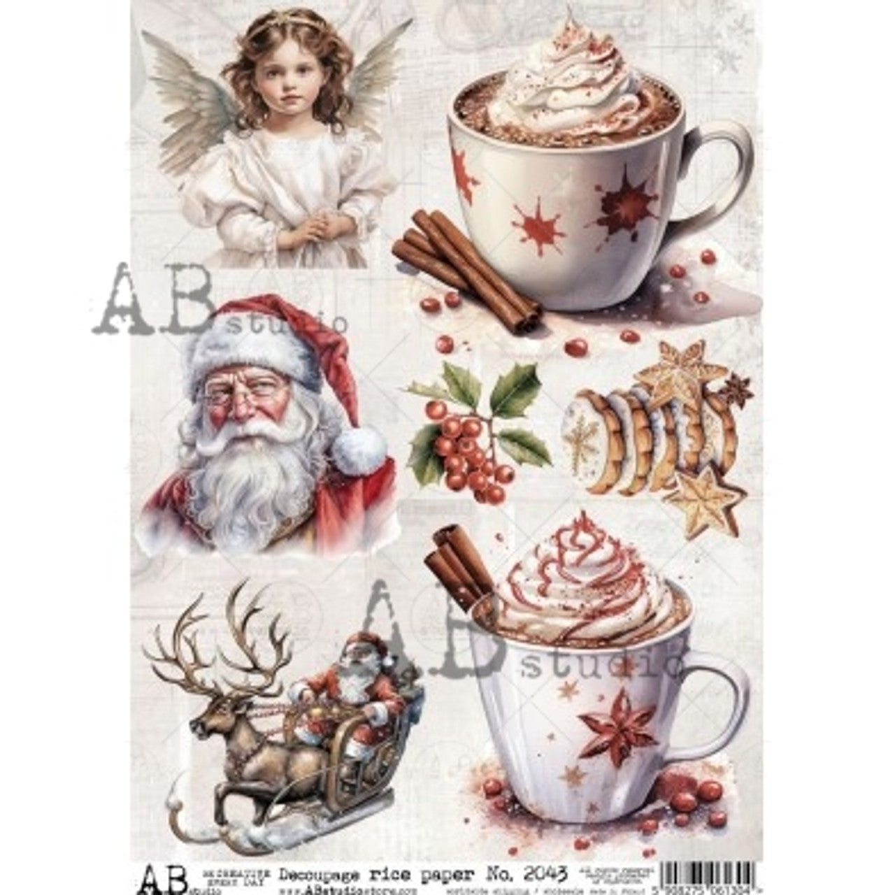 AB Studios Rice Paper PEPPERMINT & COCOA A4  2043
