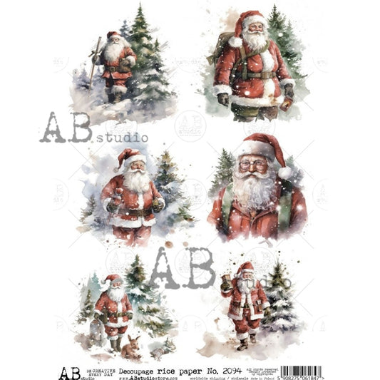 AB Studios Rice Paper MINI SANTA PORTRAITS A4  2094