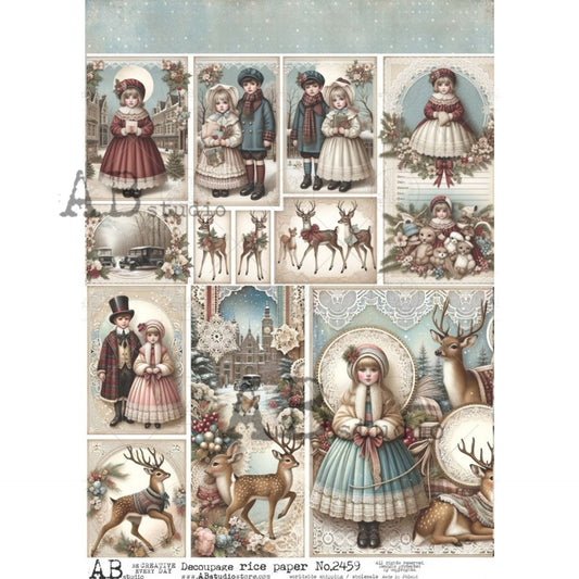 AB Studios Rice Paper Mini Scenes Christmas & reindeer A4  2459