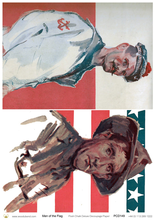 Posh Chalk Deluxe Decoupage Paper MEN OF THE FLAG A3 (11.7 X 16.5 INCHES)