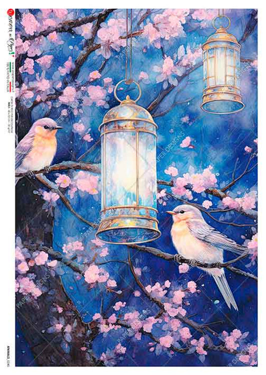 Paper Designs BIRDS WITH LANTERNS ANIMALS 0240 A4 (8.3 X 11.7 INCHES)