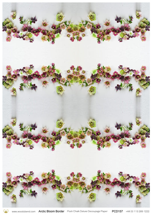 Posh Chalk Deluxe Decoupage Paper ARTIC BLOOM BORDER A3 (11.7 X 16.5 INCHES)
