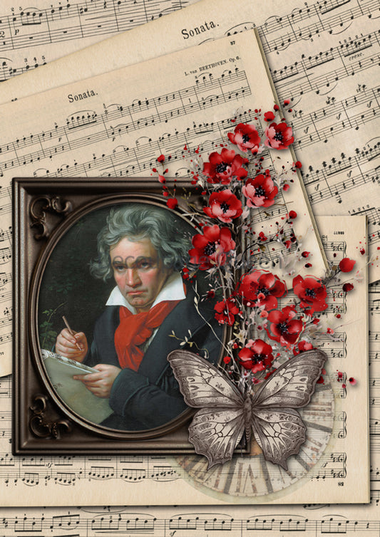 Decoupage Queen Dainty and the Queen Beethoven A4(8.3 x11.7 INCHES) fall 24