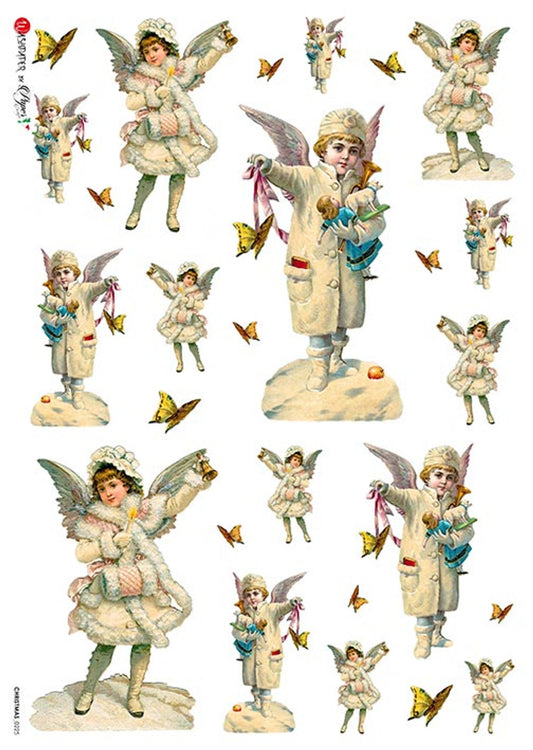 Paper Designs  CHRISTMAS  ANGEL DIE CUTS Rice paper A4 (8.3 X 11.7 INCHES) 0225