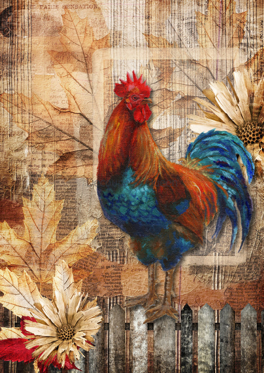 Decoupage Queen Country Rooster A4 (8.3  11.7 INCHES) fall 24