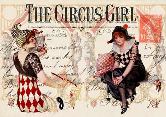 Decoupage Queen  Iveta's circus girls rice paper A4 (8.3 X 11.7 INCHES)