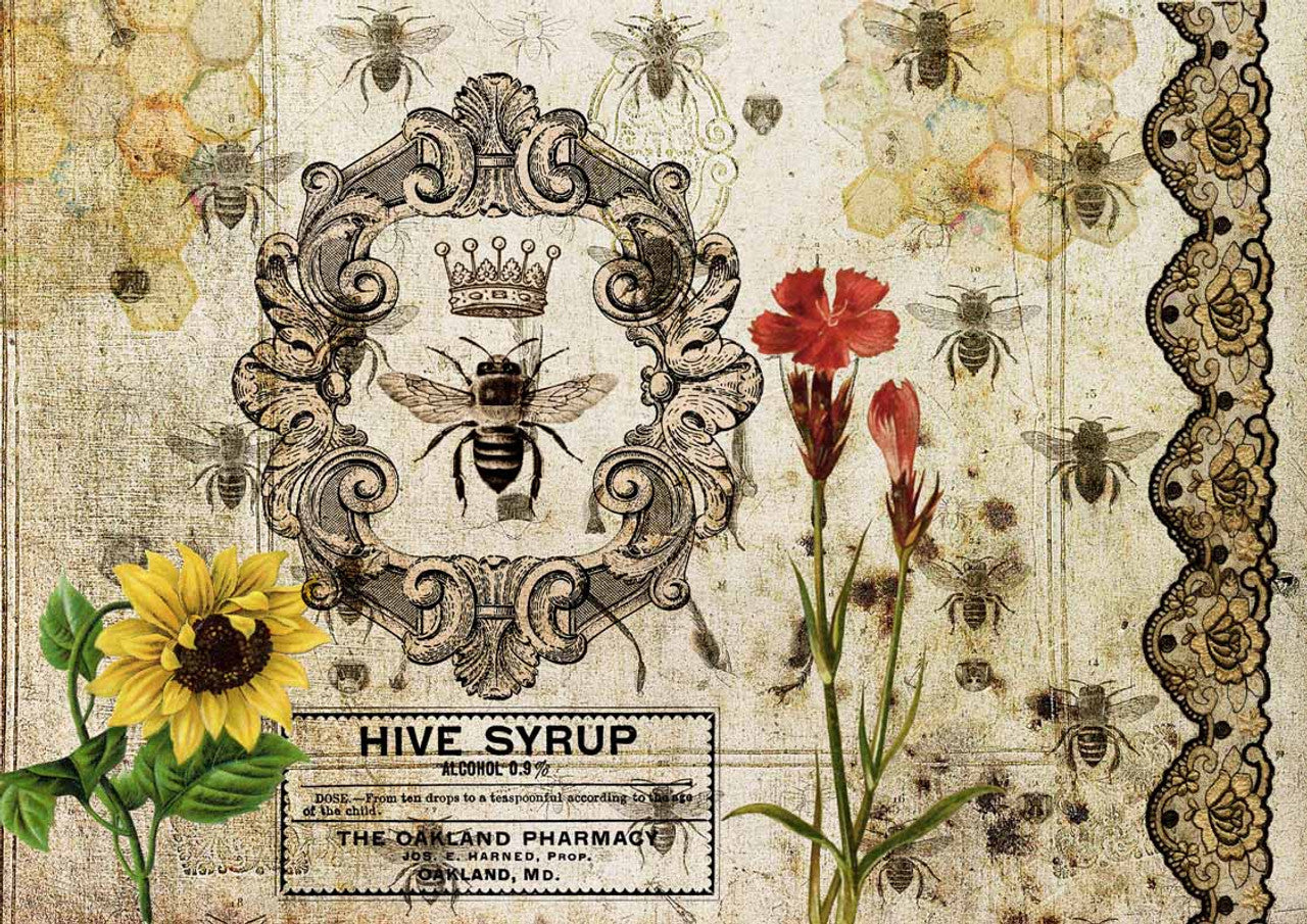Decoupage Queen Hive syrup rice paper A4 (8.3 X 11.7 INCHES)