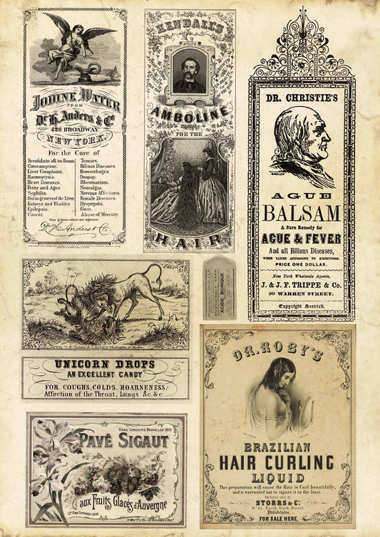 Decoupage Queen Vintage Apothecary A3  (11.7  X 16.5 INCHES)