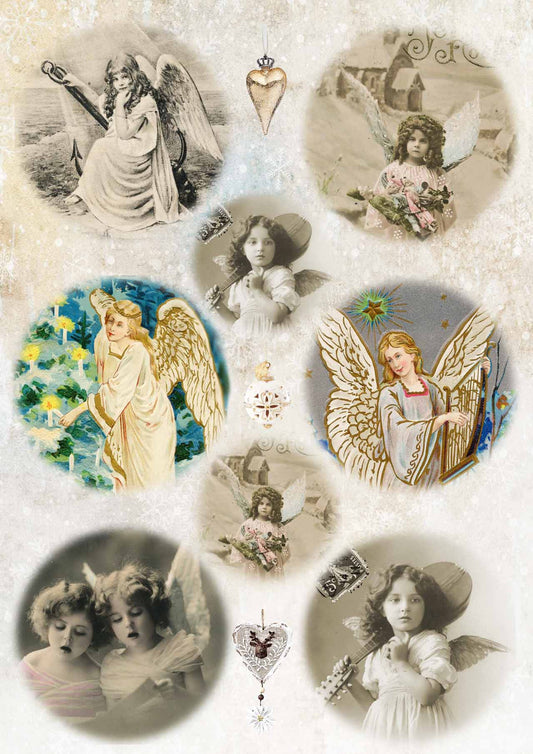 Decoupage Queen Angel Ornaments rice paper A4 (8.3 X 11.7 INCHES)