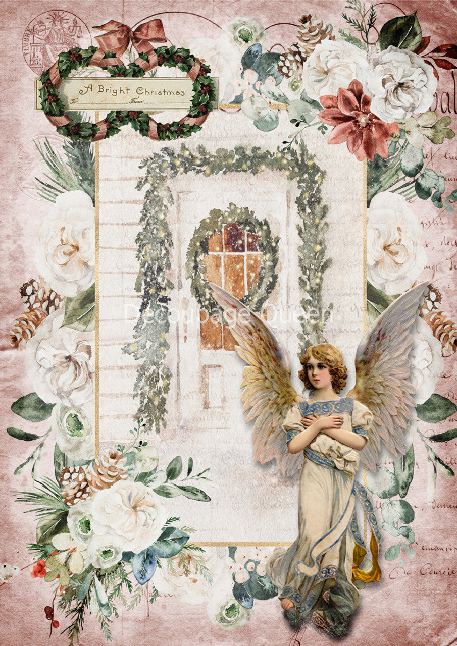 Decoupage Queen  A Bright Christmas Rice Paper A4 (11.7X 8.3 INCHES)