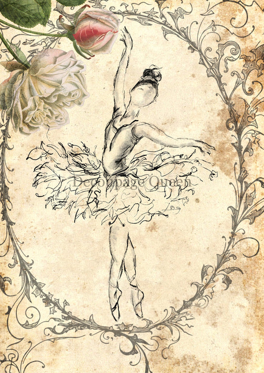 Decoupage Queen Sweet and Sassy Floral Dance Rice Paper  2 sizes