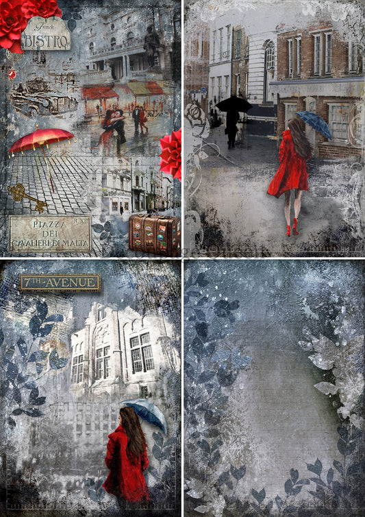 Decoupage Queen In the City 4 Pack Rice Paper A4 (11.7X 8.3 INCHES)