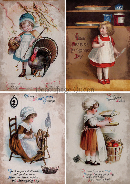 Decoupage Queen Thanksgiving Greetings Rice Paper Ltd Edition A4 (11.7X 8.3 INCHES)